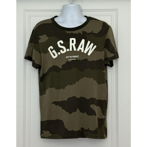 G-STAR RAW Men's Graphic Sz L Crew Neck Short Sleeve Camouflage T-Shirt - EUC - Picture 1 of 8